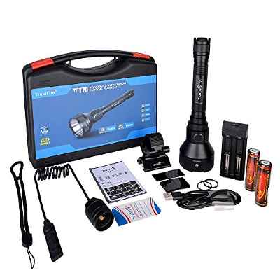 TrustFire T70 2300 Lumen LED Caza Antorcha Caza Linterna Interruptor dual con CREE XHP-35 HI Luz de rifle para caza Búsqueda y rescate Emergencia al aire libre 1000 metros Kit de larga distancia T70