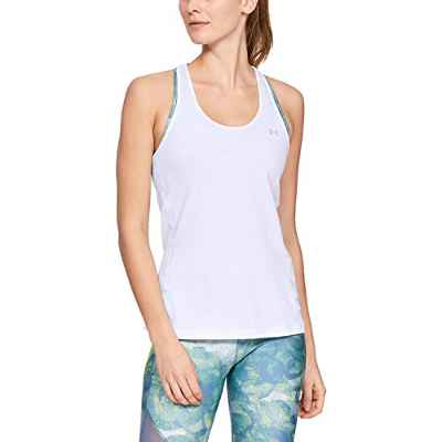 Under Armour UA Heatgear Racer Camiseta sin Mangas, Mujer, Blanco (White/Metallic Silver), L