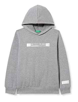 United Colors of Benetton Camiseta M/L 3JLXC201I Sudadera con Capucha DE Manga Larga, Melange Gris Oscuro 507, 160 para Niños