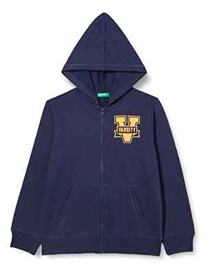 United Colors of Benetton Chaqueta con Gorra M/L 3JLXC501E Sudadera con Capucha DE Manga Larga, Azul Oscuro 252, 168 para Niños