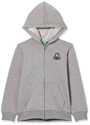 United Colors of Benetton Chaqueta con Gorra M/L 3JLXC501G Sudadera con Capucha, Melange Gris Oscuro 507, 160 para Niños