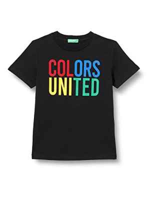 United Colors of Benetton T-Shirt 3i1xc103j Camiseta, Negro 100, 130 cm para Niños