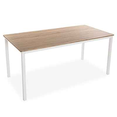 Versa Amaia Mesa Cocina, Terraza, Jardín o Comedor, Estilo Industrial, Medidas (Al x L x An) 79 x 160 x 80 cm, Madera y Metal, Color Blanco, Marrón Claro, 80x160
