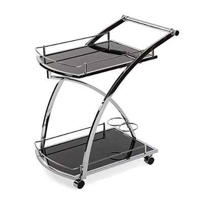 Versa Driana Carro para la Cocina, el Salón o el Comedor , Moderna Camarera, Medidas (Al x L x An) 73 x 46 x 66 cm, Cristal y Metal, Color Negro