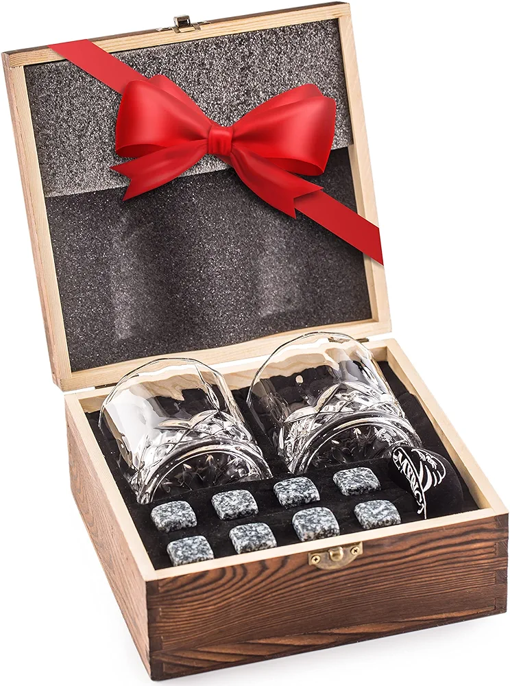 Whisky Piedras Set de Regalo y 2 Vasos de Whisky 