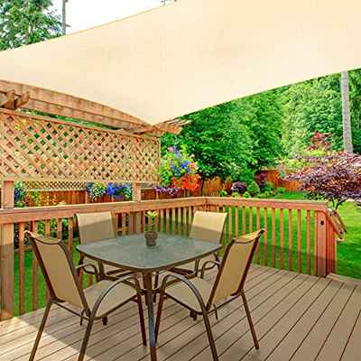 WOKKOL Toldo Vela de Sombra, Toldo Vela de Sombra Jardín, Toldo Vela de Sombra Patio, Toldo de Vela Solar, 90% Resistente UV, Respirable, 185 g / ㎡ HDPE de Alta Densidad, para Patio/Jardín (3X4M)