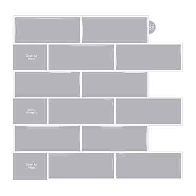 WoStick Vinilos Cocina Azulejos Adhesivos 3D Pegatinas de Baldosas Pared Gris para la Cocina Baños(10-Piezas 30.5 x 30.5cm)
