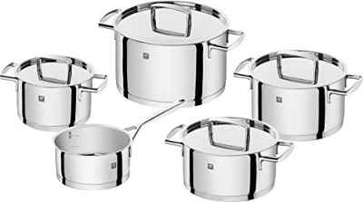 ZWILLING Batería de Cocina de 5 Piezas, 4 Tapas, Apto para Inducción, Acero Inoxidable, Passion